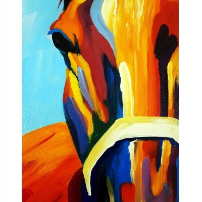 Pintura equestre colorida abstrata de cavalo