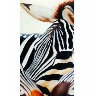 Conjunto de cinco painéis de pintura em canvas dividida de rebanho zebra. Retrato de cara de zebra africana para decoração de casa