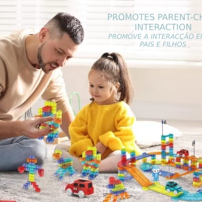 Blocos Magnéticos De Construção 154 Peças Pista de Corrida Magnética. A melhor prenda de aniversário para rapazes e raparigas. Ideal para manter as crianças ocupadas durante as férias.