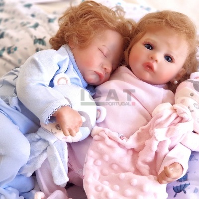 Bonecas gémeas reborn recém-nascidos Hugo e Sofie, par de menino e menina de 2 kg cada, em bolsa de viagem, realista, cabeça flexível, Presente mágico para meninas.!