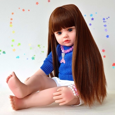 Boneca Bebé Reborn, 60cms, 1.5kgs, Corpo em Tecido de Vinil Macio, Cabelo Castanho, Presente de Aniversário, Pronto a Enviar!
