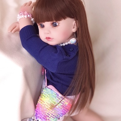 Boneca Bebé Reborn, 60cms, 1.5kgs, Corpo em Tecido de Vinil Macio, Cabelo Castanho, Presente de Aniversário, Pronto a Enviar!