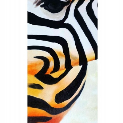 Conjunto de cinco painéis de pintura em canvas dividida de rebanho zebra. Retrato de cara de zebra africana para decoração de casa