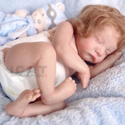 Boneca reborn menino Hugo, recém-nascido com cabelo enraizado, pesado 2kgs, em uma bolsa de transporte, corpo de pano com cabeça flexível realista, presente ideal para meninas