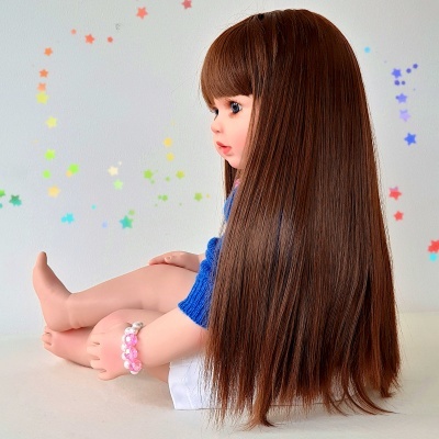 Boneca Bebé Reborn, 60cms, 1.5kgs, Corpo em Tecido de Vinil Macio, Cabelo Castanho, Presente de Aniversário, Pronto a Enviar!