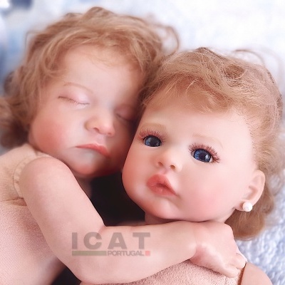 Bonecas gémeas reborn recém-nascidos Hugo e Sofie, par de menino e menina de 2 kg cada, em bolsa de viagem, realista, cabeça flexível, Presente mágico para meninas.!