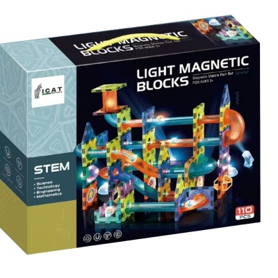 Blocos de construção magnéticos 110 peças conjunto de corrida de mármore (Marble Run). Brinquedos e puzzles para a educação infantil. Ideal para prenda de aniversário.