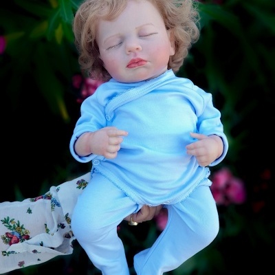 Bebé Reborn Lucas, Boneco Recém-Nascido, Cabelo Enraizado, Pesado, 2kgs 4.4lbs, 18” 45 cms, Com Saco De Maternidade, Cabeça flexível, Corpo em tecido, Pele 3D, Bonecas de Terapia e Cura, Presente de Aniversário