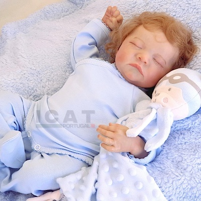 Boneca reborn menino Hugo, recém-nascido com cabelo enraizado, pesado 2kgs, em uma bolsa de transporte, corpo de pano com cabeça flexível realista, presente ideal para meninas