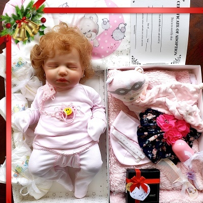 Bebé Reborn Menina Maria com Cabelo Enraizado, boneca recém-nascida, peso 2kgs, 4.4lbs, 18” 45 cms, vem num bolsa para transporte, cabeça flexível, corpo de pano, boneca de bem-estar para adultos