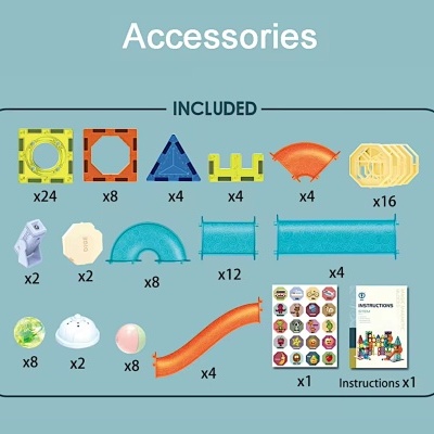 Blocos de construção magnéticos 110 peças conjunto de corrida de mármore (Marble Run). Brinquedos e puzzles para a educação infantil. Ideal para prenda de aniversário.