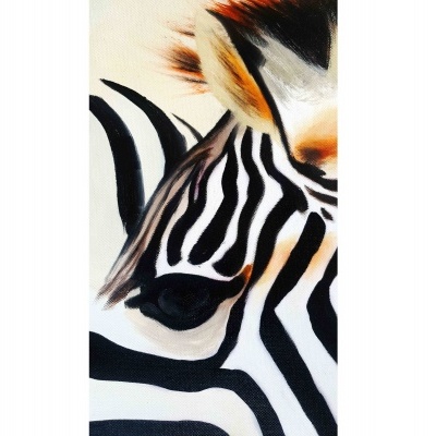 Conjunto de cinco painéis de pintura em canvas dividida de rebanho zebra. Retrato de cara de zebra africana para decoração de casa