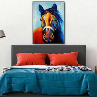 Pintura equestre colorida abstrata de cavalo