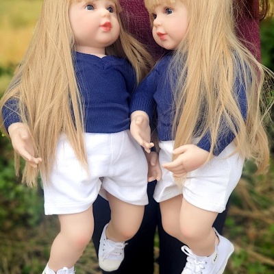 Bonecas Bebês Reborn Gêmeas Para Crianças, 58 cm, 1,5 kg, Cabelo Loiro Longo, Corpo De Tecido, Vinil Macio, Tamanho Natural, Envio Rápido Bonecas Bebês Reborn Gêmeas Para Crianças, 58 cm, 1,5 kg, Cabelo Loiro Longo, Corpo De Tecido, Vinil Macio, Tamanho Natural, Envio Rápido