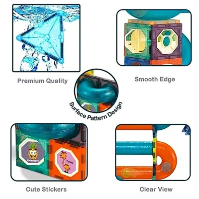 Blocos de construção magnéticos 110 peças conjunto de corrida de mármore (Marble Run). Brinquedos e puzzles para a educação infantil. Ideal para prenda de aniversário.