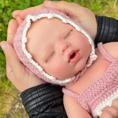 Boneca Bebé Reborn Corpo Inteiro Silicone Nora, Mini Bebé Dormido, Prematuro 34cm, Realista, Banhável, Presente Ideal Para Meninas