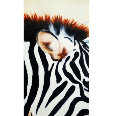 Conjunto de cinco painéis de pintura em canvas dividida de rebanho zebra. Retrato de cara de zebra africana para decoração de casa