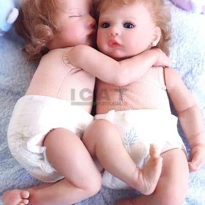 Bonecas gémeas reborn recém-nascidos Hugo e Sofie, par de menino e menina de 2 kg cada, em bolsa de viagem, realista, cabeça flexível, Presente mágico para meninas.!