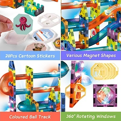 Blocos de construção magnéticos 110 peças conjunto de corrida de mármore (Marble Run). Brinquedos e puzzles para a educação infantil. Ideal para prenda de aniversário.