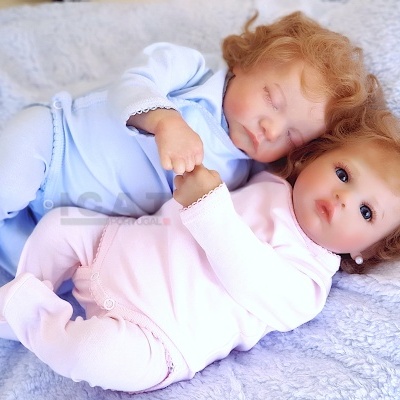 Bonecas gémeas reborn recém-nascidos Hugo e Sofie, par de menino e menina de 2 kg cada, em bolsa de viagem, realista, cabeça flexível, Presente mágico para meninas.!