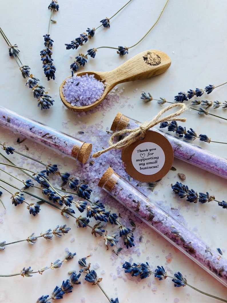 Lembrança Sal de Banho de Lavanda em Tubo de Ensaio