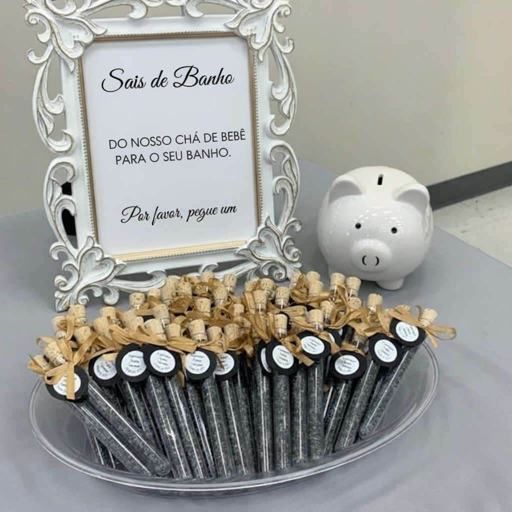 Lembrança Sal de Banho Preto em Tubo de Ensaio