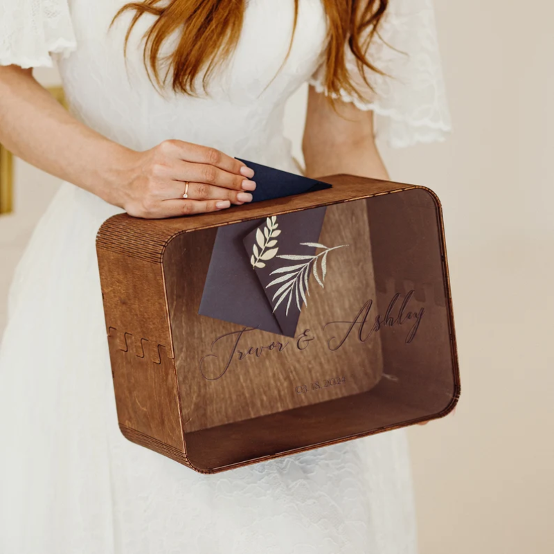 Caixa de Cartões de Madeira Personalizável