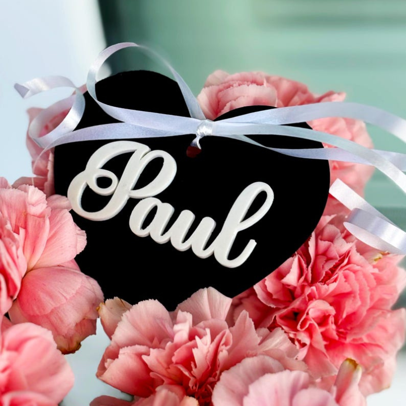 Marcador de Lugar em Coração Personalizado