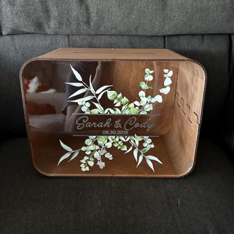 Caixa de Cartões de Madeira Personalizável