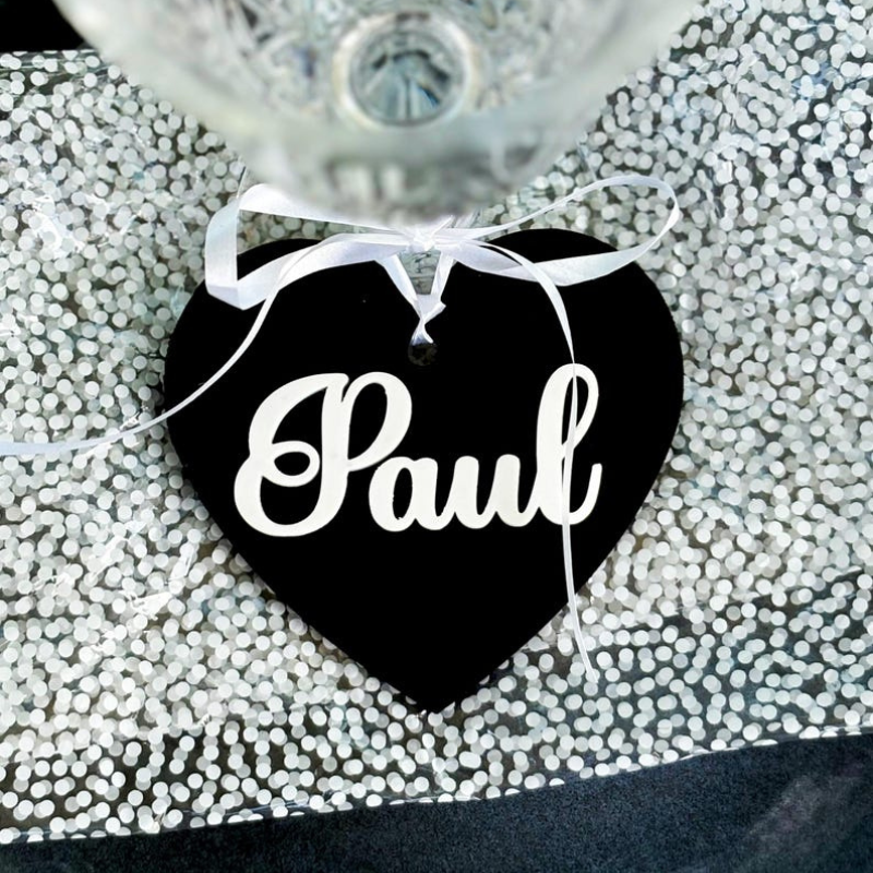 Marcador de Lugar em Coração Personalizado