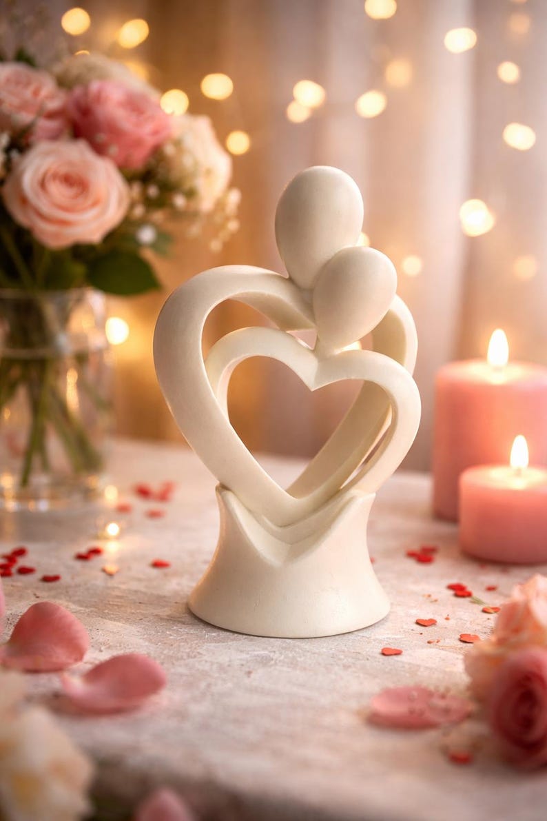 Estátua de Casal com Coração Infinito