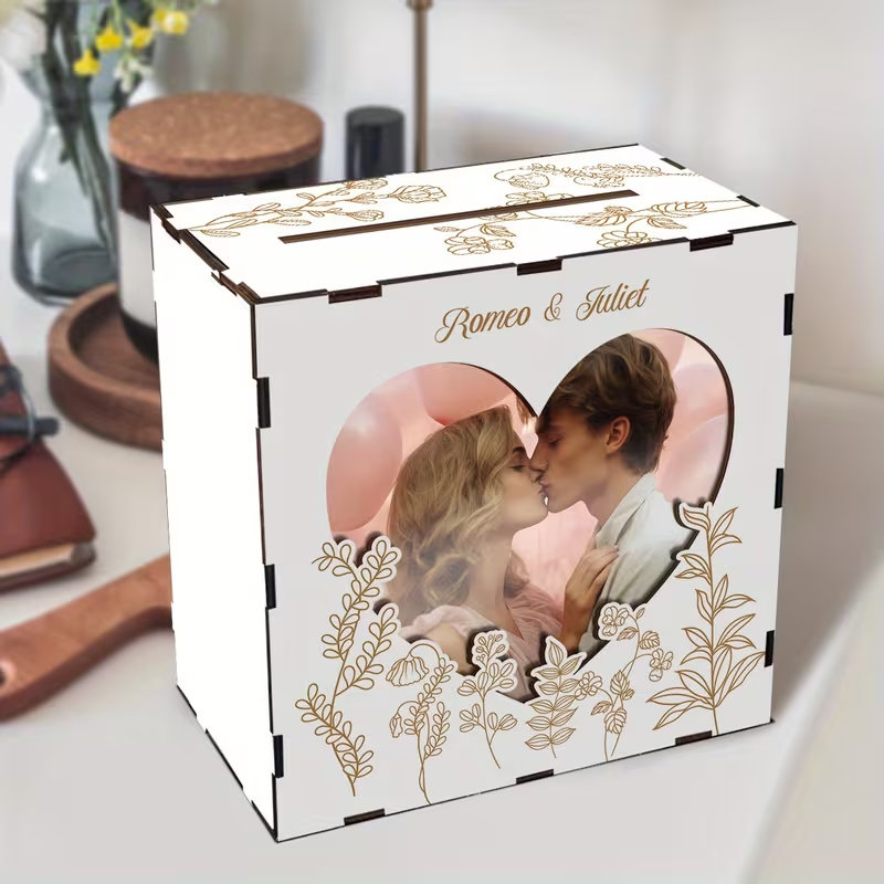 Caixa Envelopes Madeira com Foto e Nome