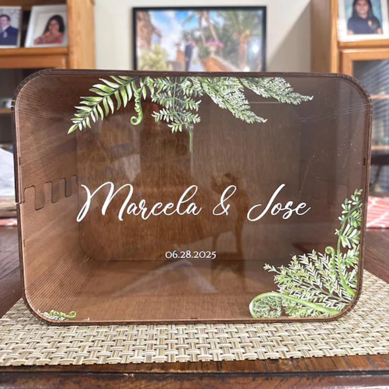 Caixa de Cartões de Madeira Personalizável