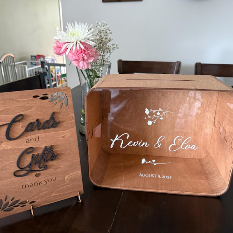 Caixa de Cartões de Madeira Personalizável