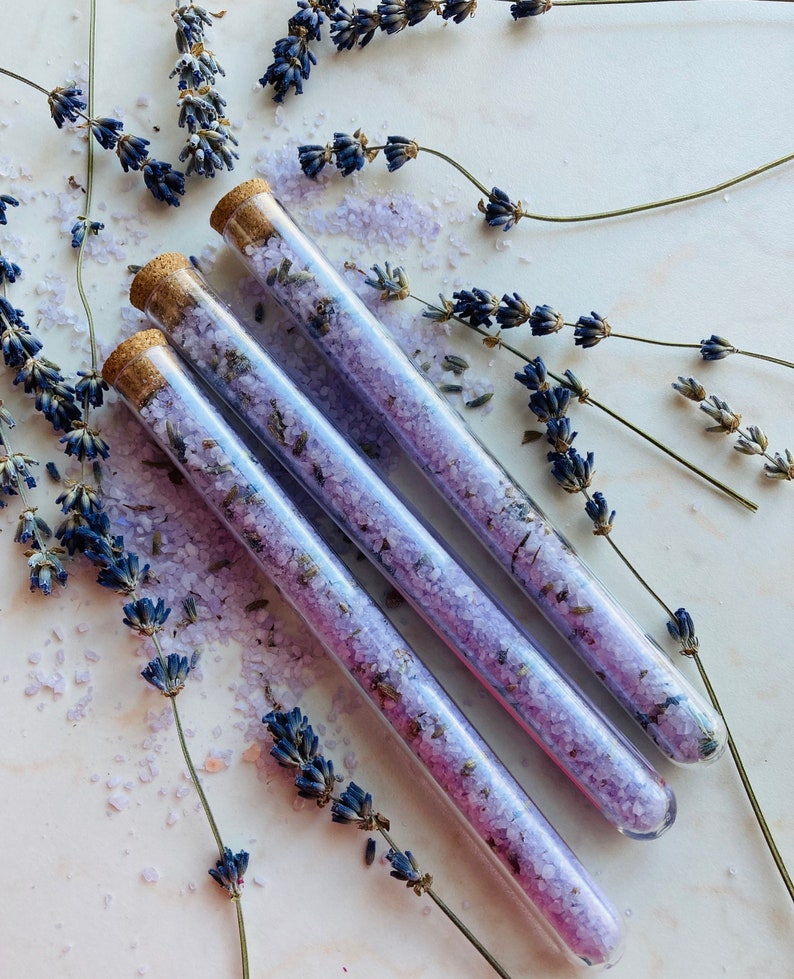 Lembrança Sal de Banho de Lavanda em Tubo de Ensaio