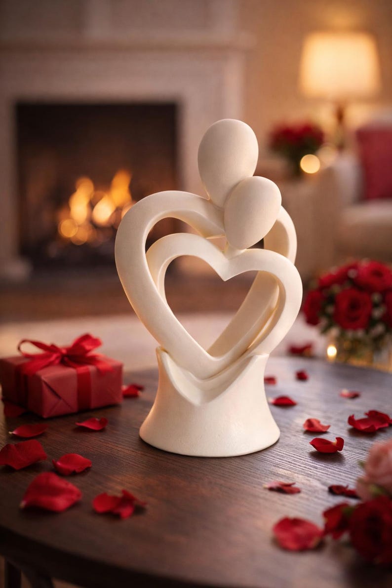 Estátua de Casal com Coração Infinito