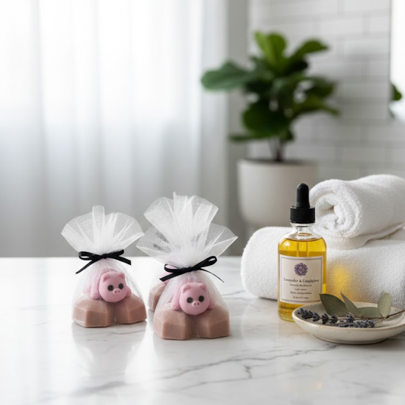 Lembrança Sabonete de Coração  com Animal 3D