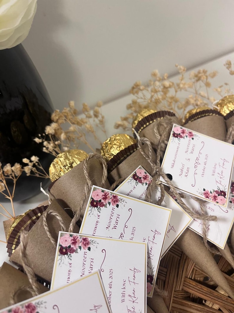 Lembrança Cone Rústico com Ferrero Rocher