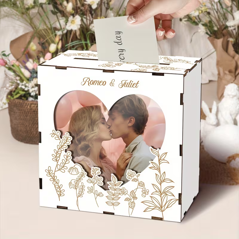 Caixa Envelopes Madeira com Foto e Nome