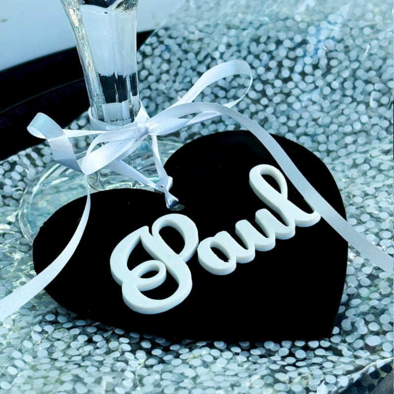 Marcador de Lugar em Coração Personalizado