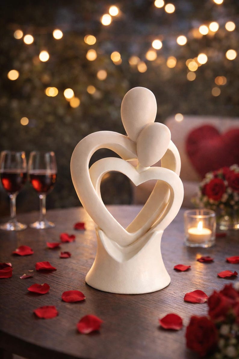 Estátua de Casal com Coração Infinito