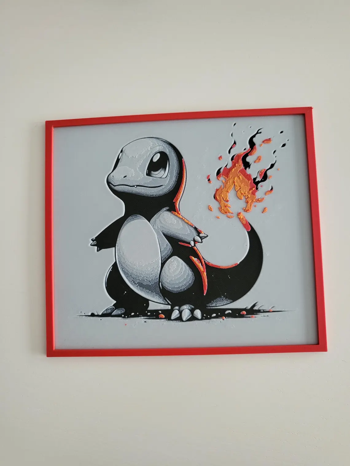 Pintura Charmander Red Hueforge com suporte - Arte Pokémon personalizada