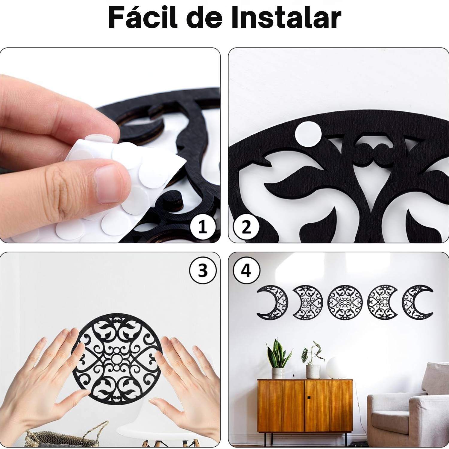 Decoração de Parede - Fases da Lua (Conjunto de 5 Peças)