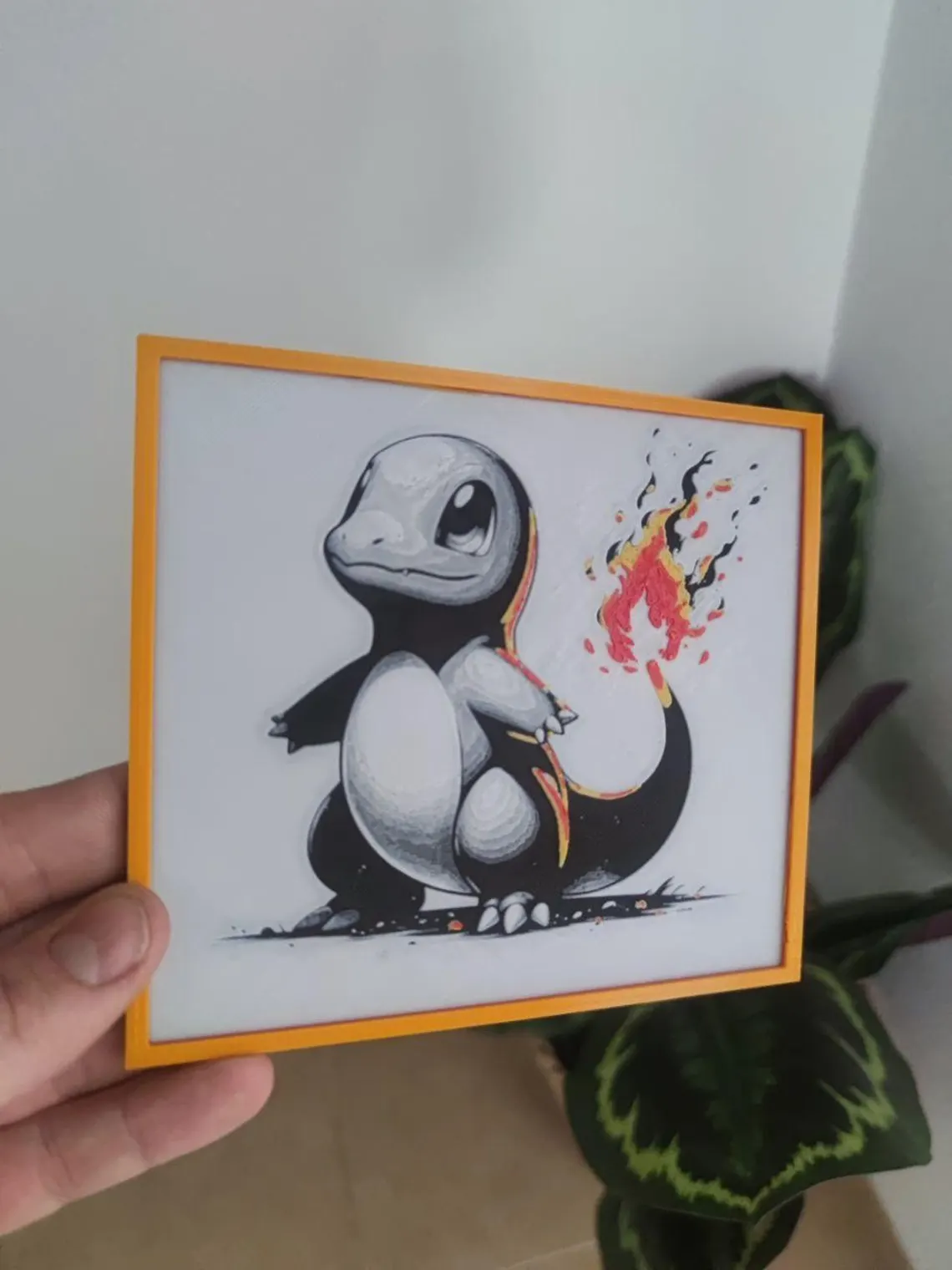 Pintura Charmander Red Hueforge com suporte - Arte Pokémon personalizada