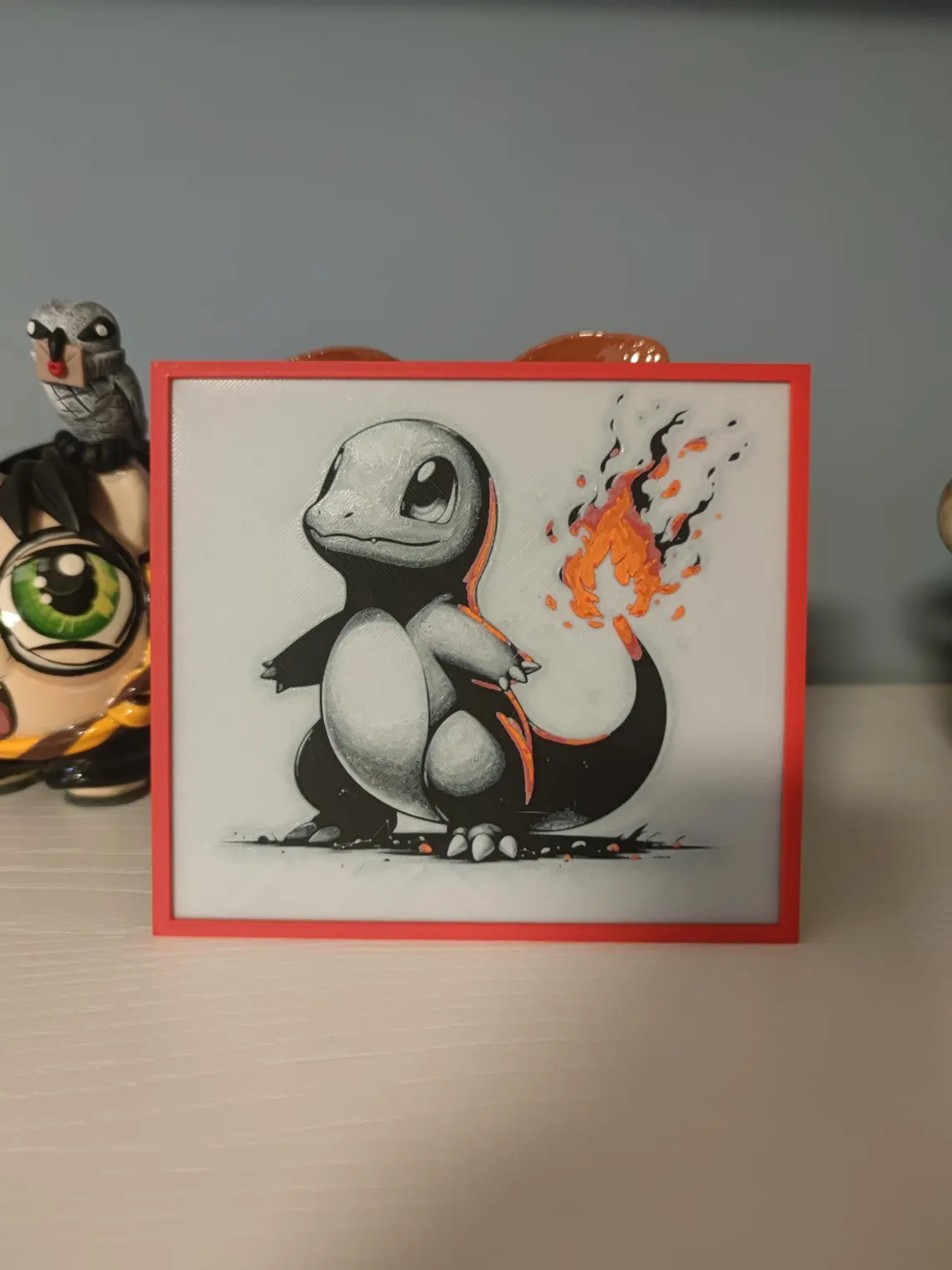 Pintura Charmander Red Hueforge com suporte - Arte Pokémon personalizada