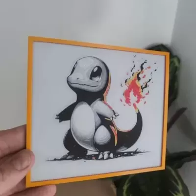 Pintura Charmander Red Hueforge com suporte - Arte Pokémon personalizada