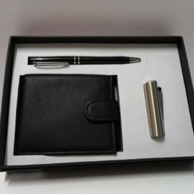 Conjunto Carteira + Caneta + Isqueiro
