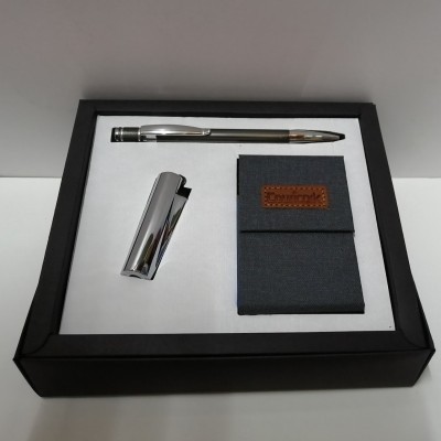 Conjunto Caneta + Isqueiro + Cigarreira