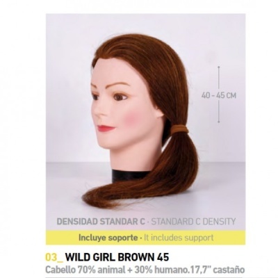 Cabeça Formação 100% Natural Girl Wild Brown 45cm