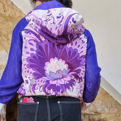 Bomber Jacket  Purple Flower